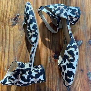 CABI Leopard Print Ankle Strap Closed Toe Block Chunky Heel Women’s 9